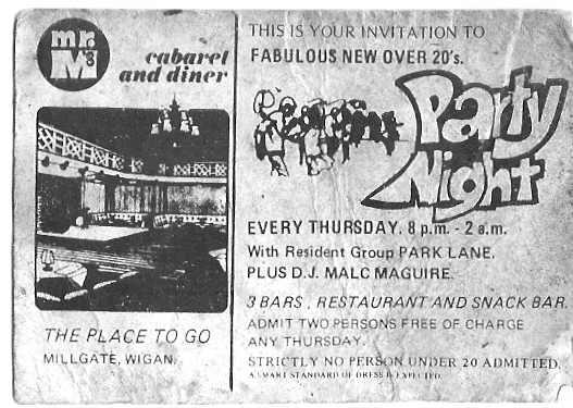 Ticket for Mr M's, 1970s. Ticket for Mr M's, 1970s.