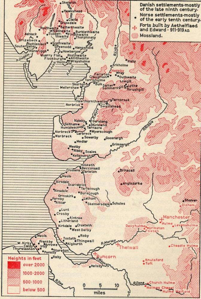 Map of Lancs c 920 A.D. Map of Lancs c 920 A.D.