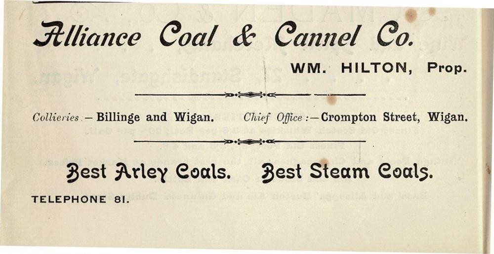 ALLIANCE COAL & CANNEL Co. advert 1903 ALLIANCE COAL & CANNEL Co. advert 1903