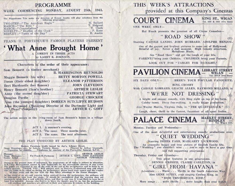 Hippodrome Programme August 1941 Hippodrome Programme August 1941