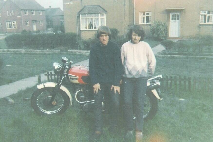 Me and my wife to be 1968 on Bonnie. Me and my wife to be 1968 on Bonnie.