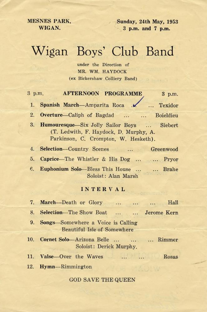 Wigan Boys Club Band 1953 - 1