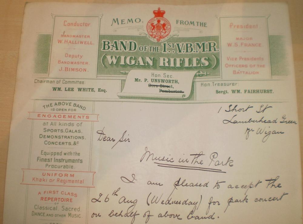 Wigan Rifles Letterhead