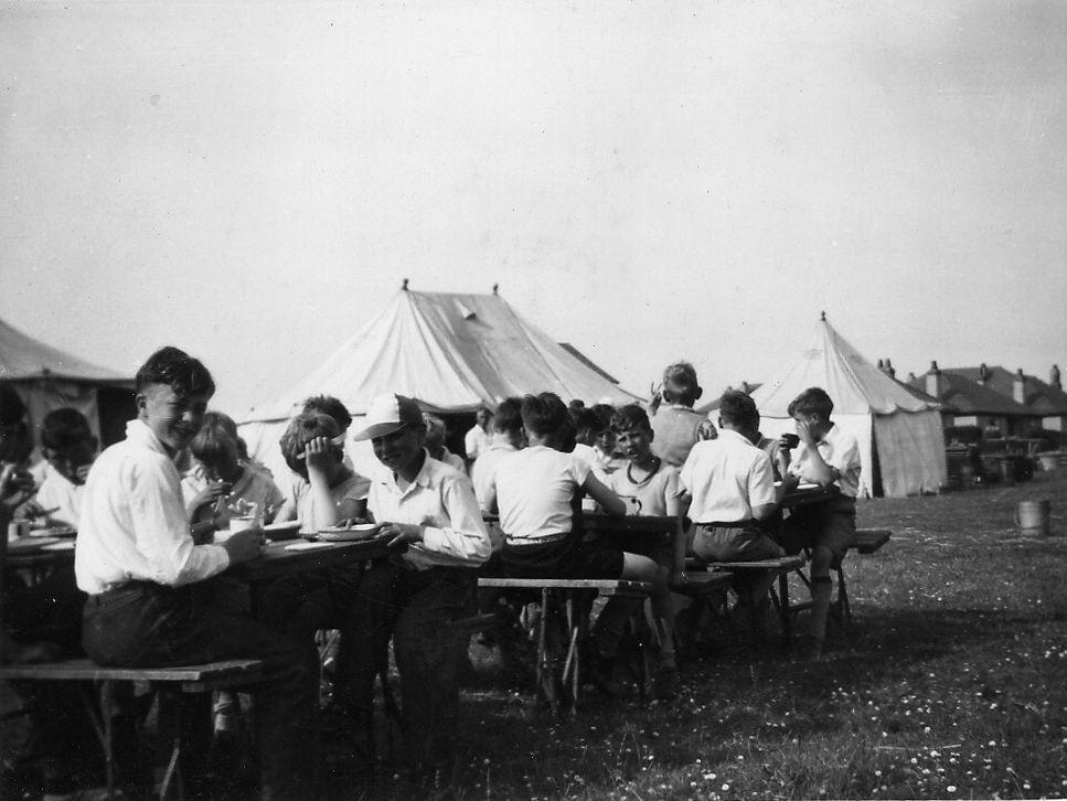 Meal time in camp at Prestatyn. Meal time in camp at Prestatyn.
