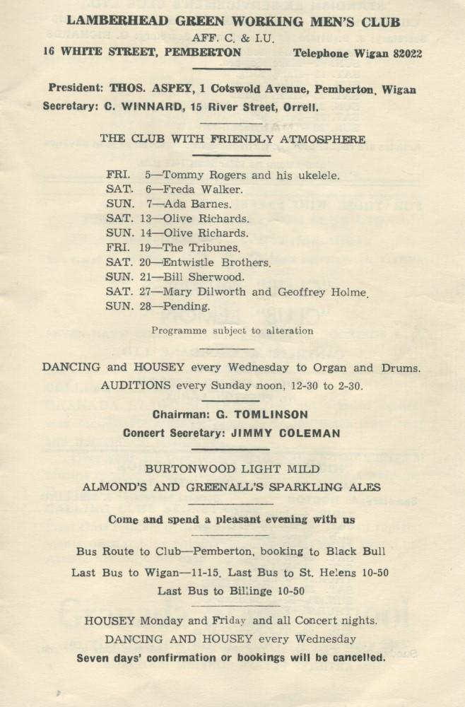 Page from CLUBLAND magazine March 1965 Page from CLUBLAND magazine March 1965