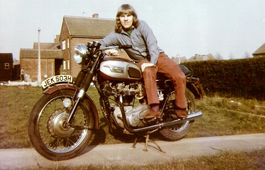 John Thilwind on his Bonnie.