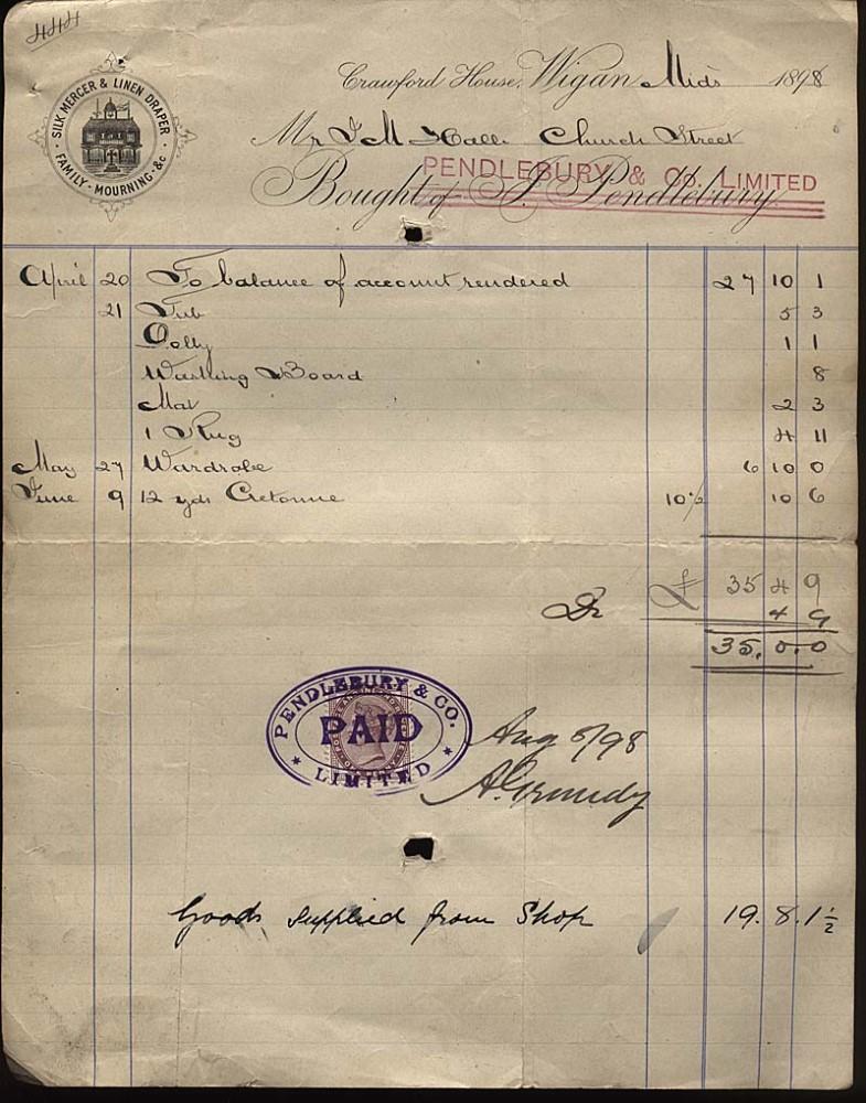 Pendleburys 1898 Pendleburys 1898