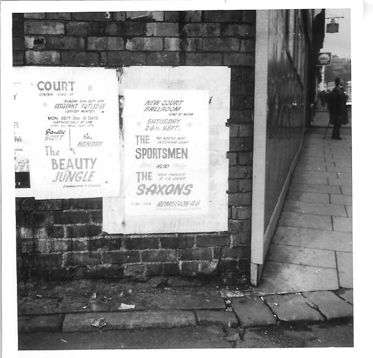 The Saxons ..pop group from Wigan 1964 poster....New Court Ballroom The Saxons ..pop group from Wigan 1964 poster....New Court Ballroom