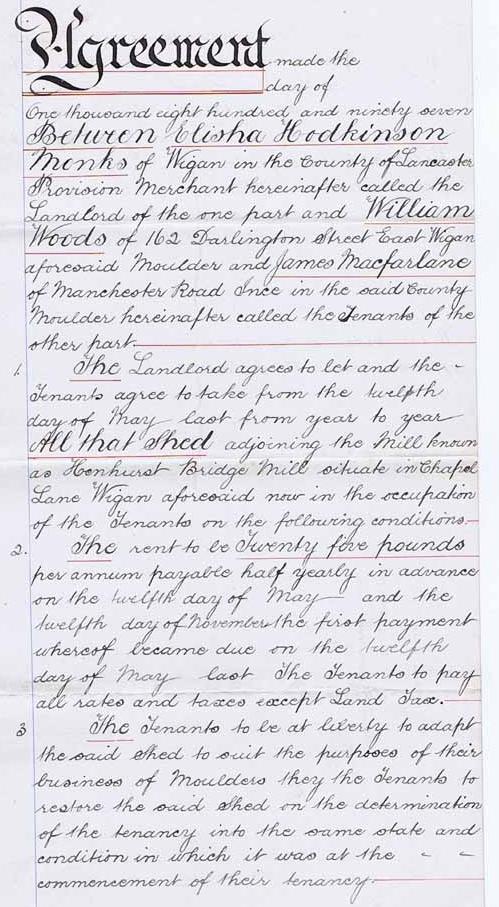  HENHURST BRIDGE MILL 1897 AGREEMENT