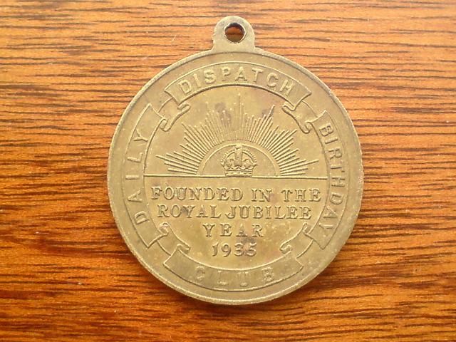 1935 Daily Despatch Jubilee Medal (Rear)