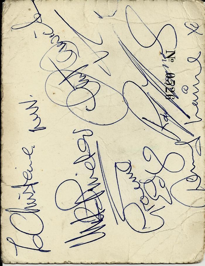 autographs on reverse of  Casino ticket 