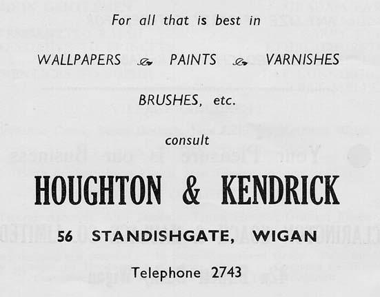 Houghton & Kendrick wallpapers and paints, Standishgate, 1956. Houghton & Kendrick wallpapers and paints, Standishgate, 1956.