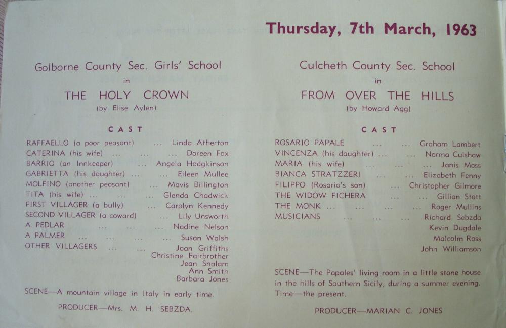 Golborne Council Drama Festival 1963