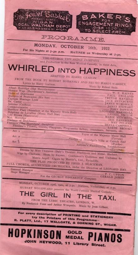 ROYAL COURT THEATRE 1922 PROGRAMME ROYAL COURT THEATRE 1922 PROGRAMME