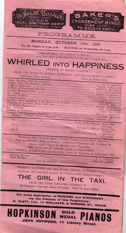 ROYAL COURT THEATRE 1922 PROGRAMME