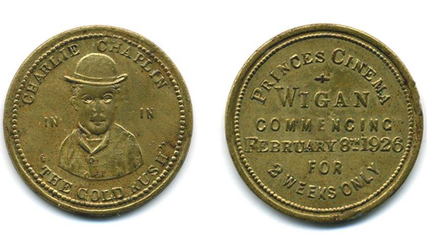 Charlie Chaplin token, 1926. Charlie Chaplin token, 1926.