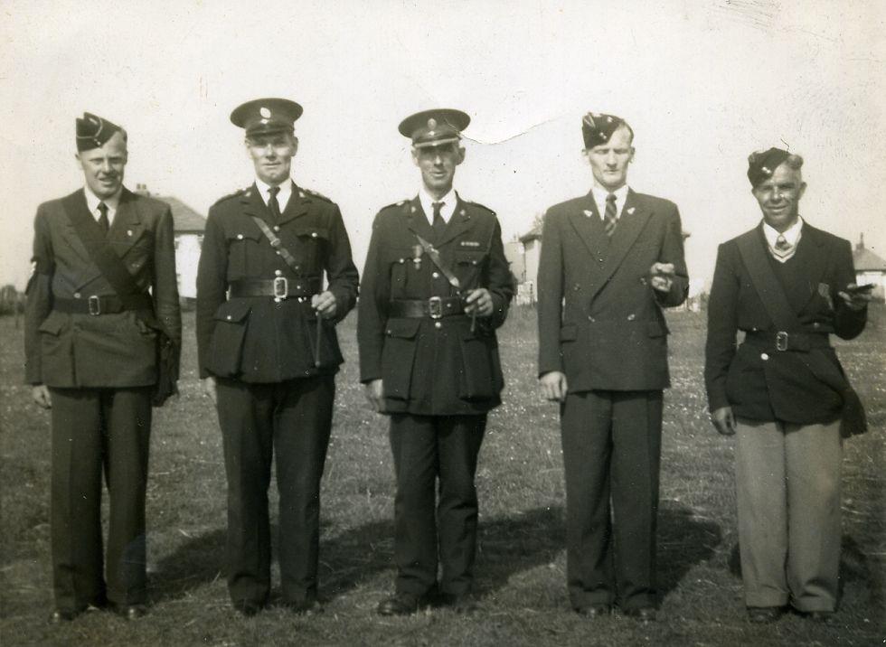 Wesley Dawson (All Saints), Major (Jack) Major Wigan Battalion Commander, myself, Wally Blakely... Wesley Dawson (All Saints), Major (Jack) Major Wigan Battalion Commander, myself, Wally Blakely...