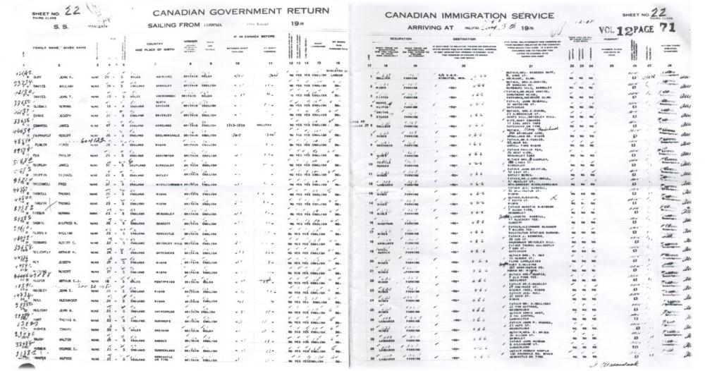 Ships Passengers 18th August 1928
