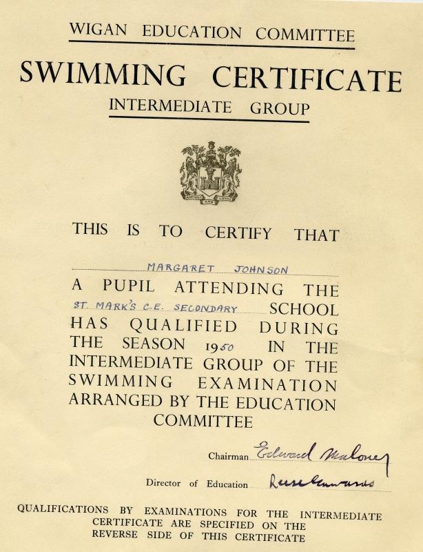 WIGAN SWIMMING CERT. INTERMEDIATE