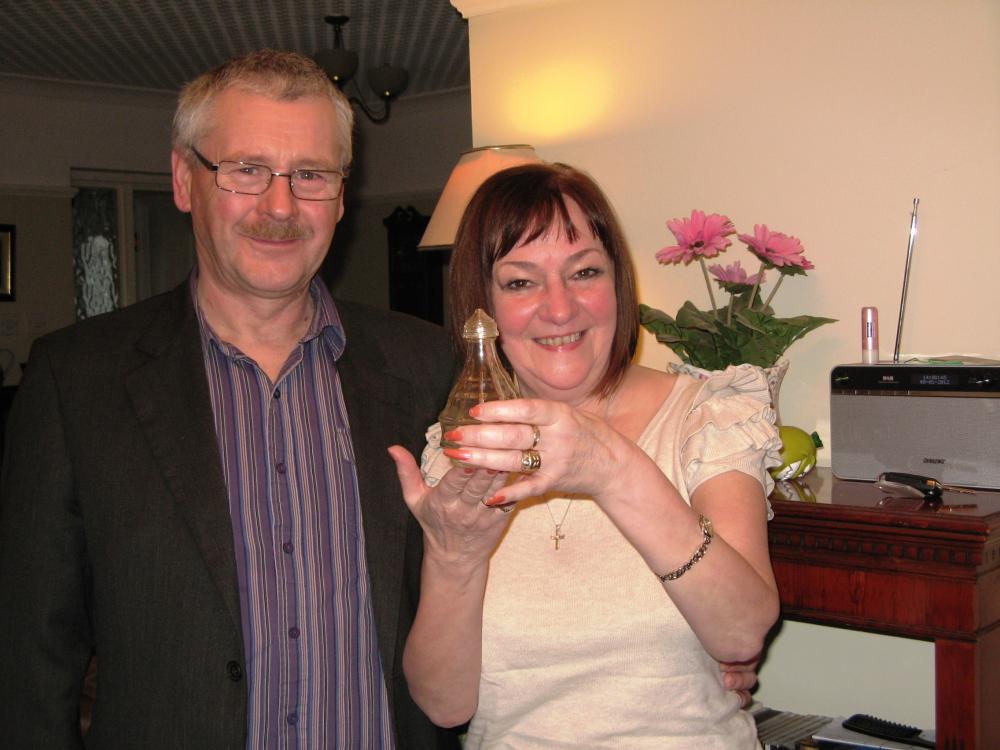 Irene and Peter with THE VINEGAR BOTTLE!