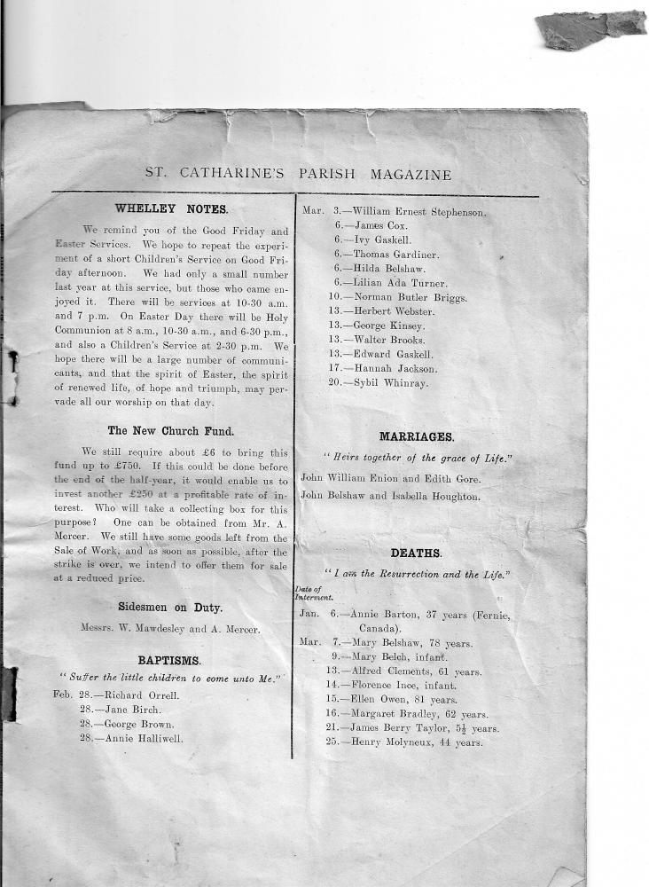 St Catharine's Church Parish Magazine April 1912 St Catharine's Church Parish Magazine April 1912
