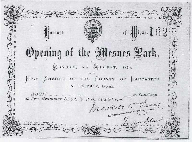 Ticket, Opening Mesnes Park Ticket, Opening Mesnes Park