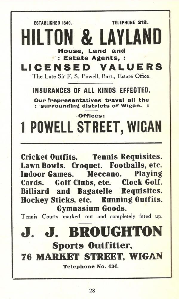 1914 Advert for J.J.Broughton. 1914 Advert for J.J.Broughton.