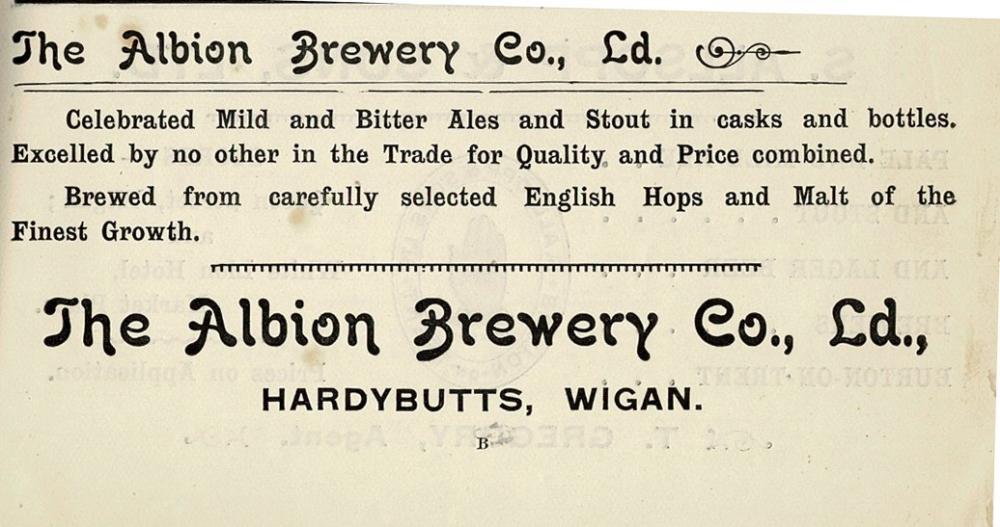 Albion Brewery Advert 1903 Albion Brewery Advert 1903