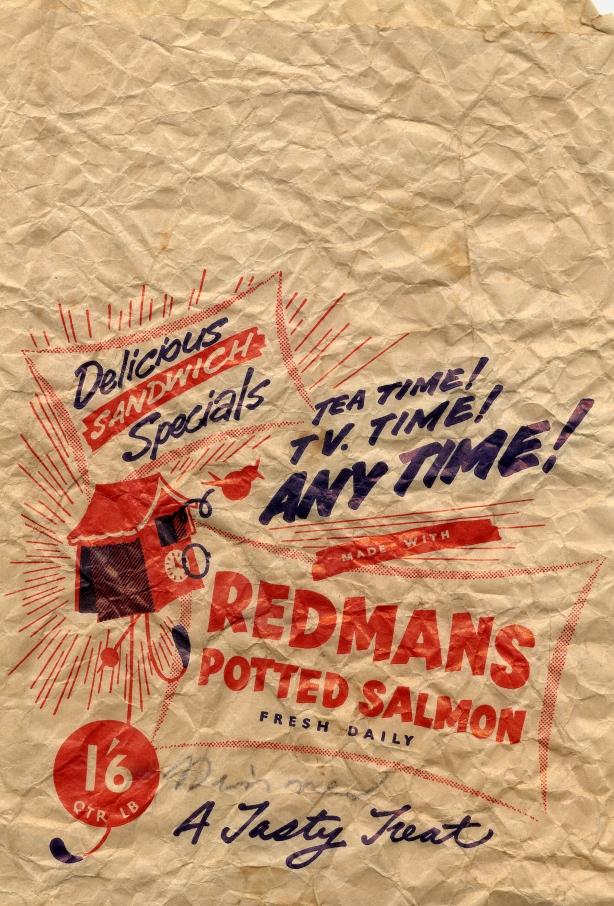 REDMANS BUTCHERS. Paper Bag 2 c.1960's REDMANS BUTCHERS. Paper Bag 2 c.1960's