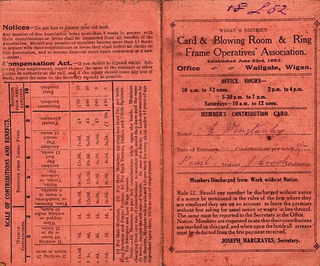 1920's Millworker's Union Card 1920's Millworker's Union Card
