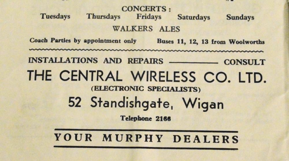 Advert from Rugby programme Advert from Rugby programme