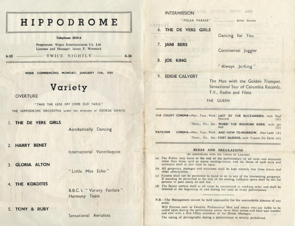 Programme January 11th 1954 Programme January 11th 1954