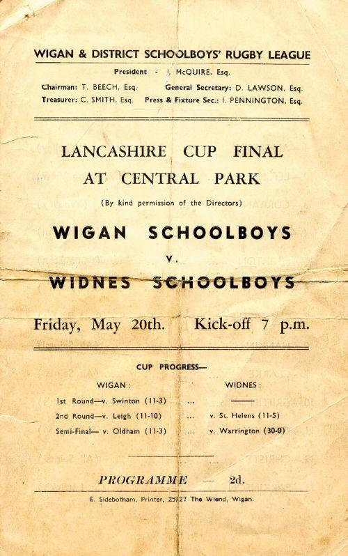 Wigan v Widnes Schoolboys Programme, 1949. (1 of 4) Wigan v Widnes Schoolboys Programme, 1949. (1 of 4)