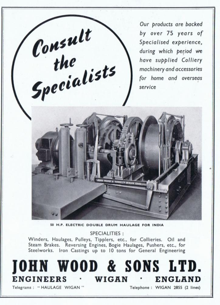 JOHN WOOD & SONS ENGINEERS ADVERT JOHN WOOD & SONS ENGINEERS ADVERT