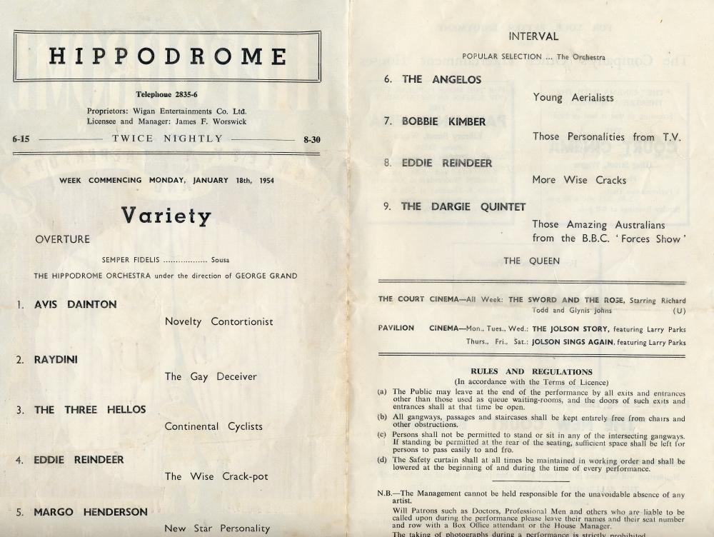 Programme January 18th 1954 Programme January 18th 1954