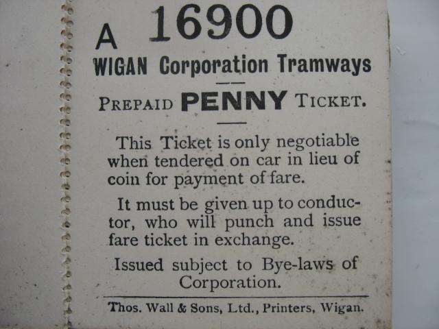 WIGAN TRAM TICKETS WIGAN TRAM TICKETS