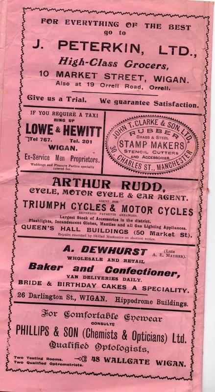 ROYAL COURT THEATRE 1922 PROGRAMME