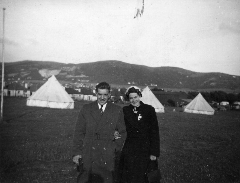 Mr & Mrs Lannion Camp cook at Prestatyn, 1955.