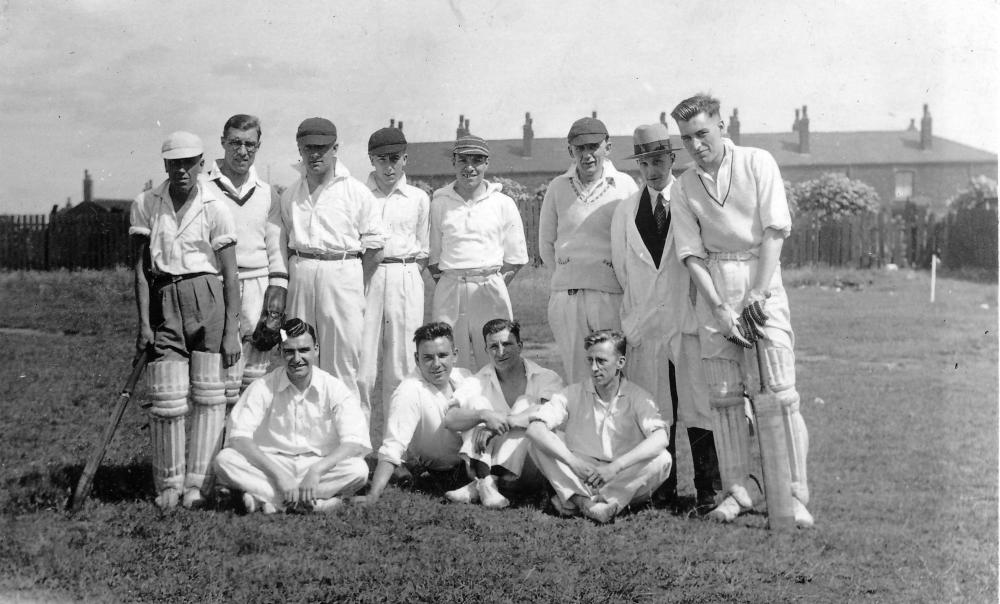 about 1935 cricket team=possibly Hindley=back row 2nd from L Ken Orrell, far R probably Fred Scarborough. about 1935 cricket team=possibly Hindley=back row 2nd from L Ken Orrell, far R probably Fred Scarborough.