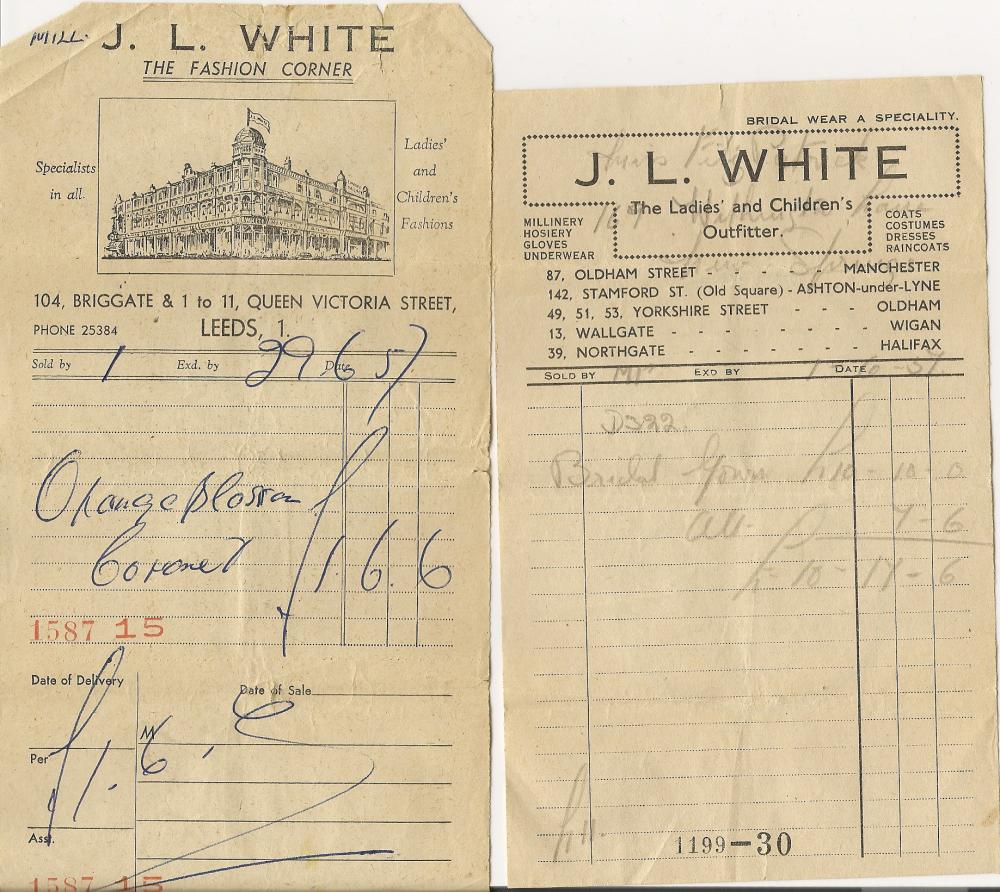 Wedding invoices 1957 Wedding invoices 1957