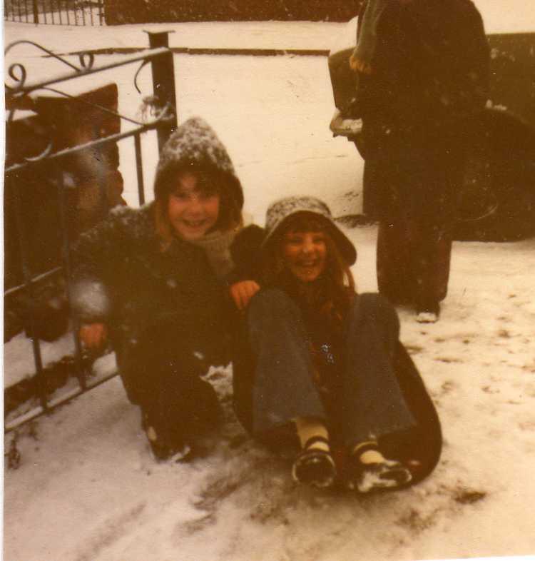 De-trafford Drive kids having fun in the snow.