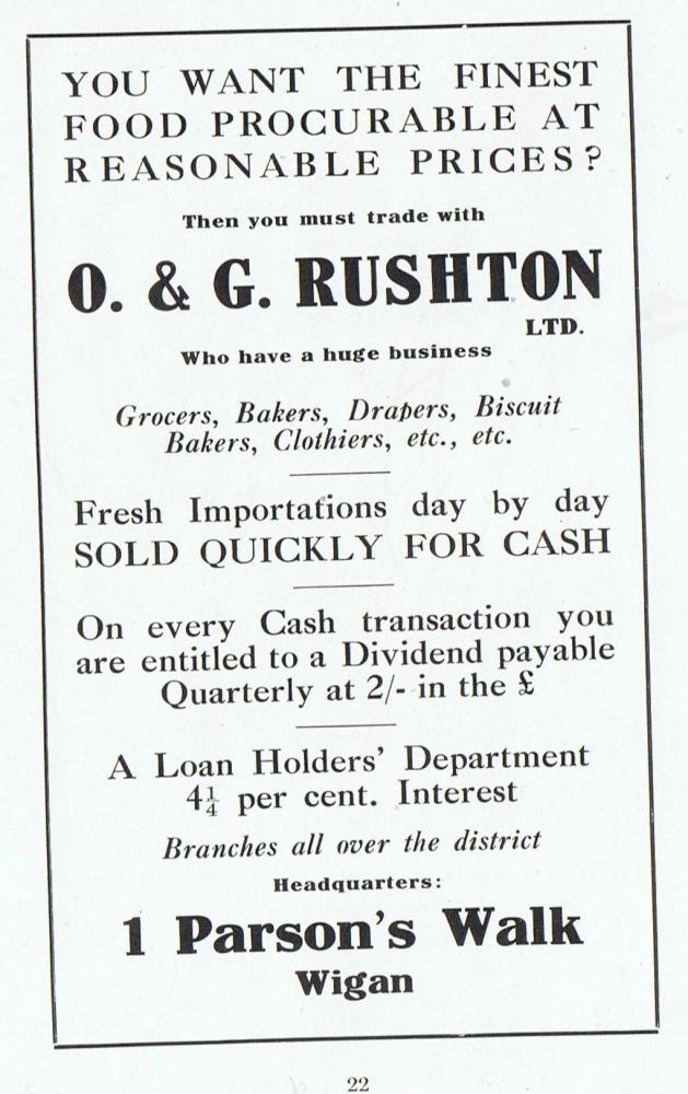 O & G Rushton Ltd 1914 O & G Rushton Ltd 1914