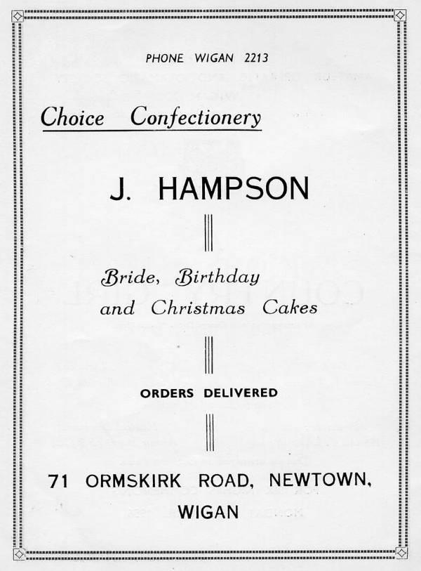 J. Hampson confectioner, Ormskirk Road, 1956. J. Hampson confectioner, Ormskirk Road, 1956.