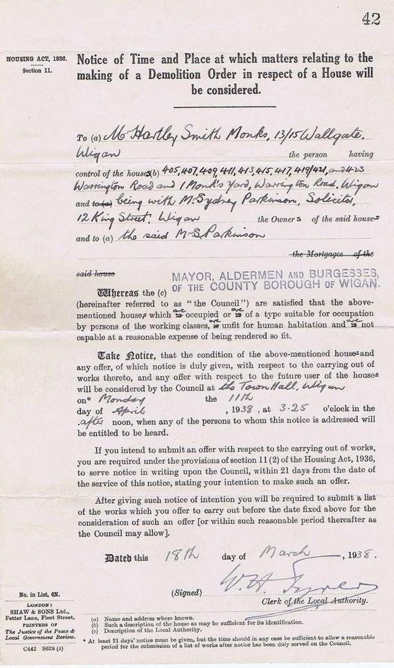 DEMOLITION ORDER 1938