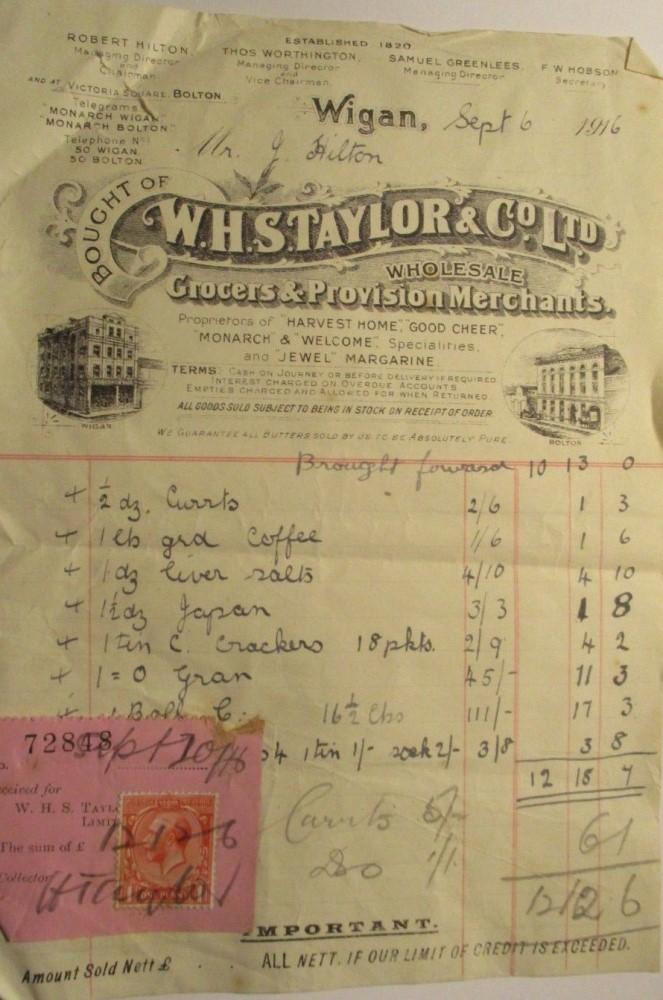 Invoice W.S.Taylor Invoice W.S.Taylor