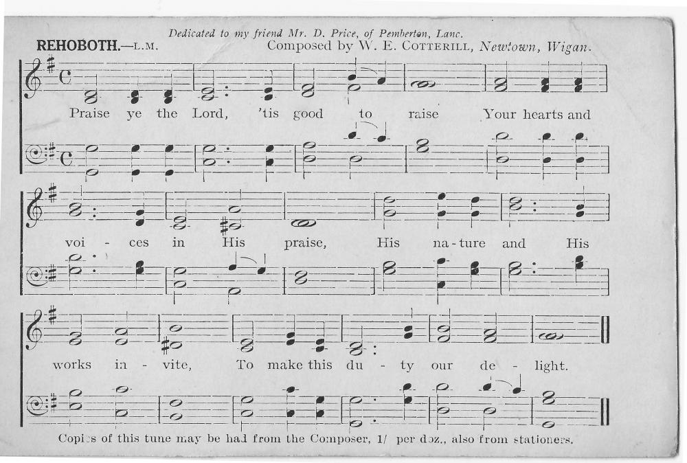 Unknown Hymn circa 1930 by a Wigan composer.