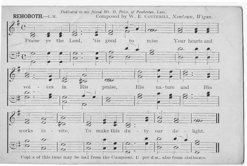 Unknown Hymn circa 1930 by a Wigan composer. Unknown Hymn circa 1930 by a Wigan composer.