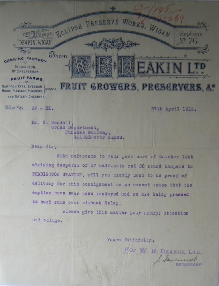 Deakins Letter 1915 Deakins Letter 1915