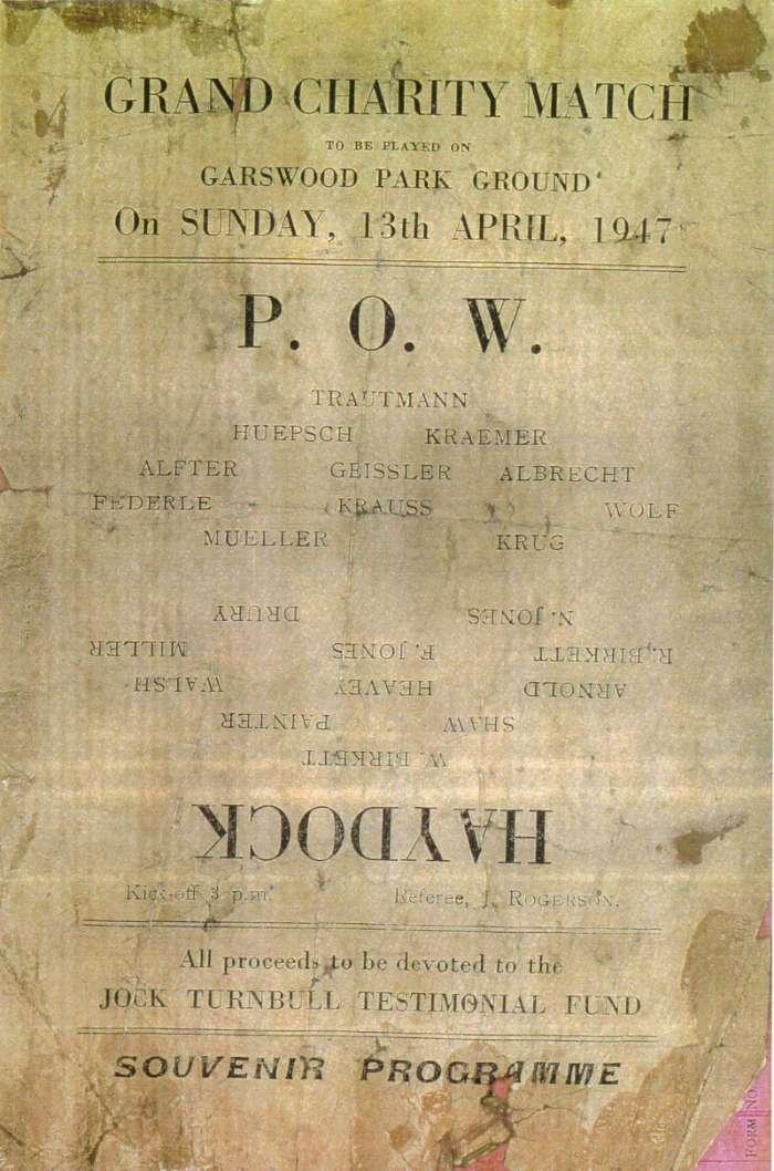 Charity match programme, Haydock v POW's, Garswood Park 1947. Charity match programme, Haydock v POW's, Garswood Park 1947.