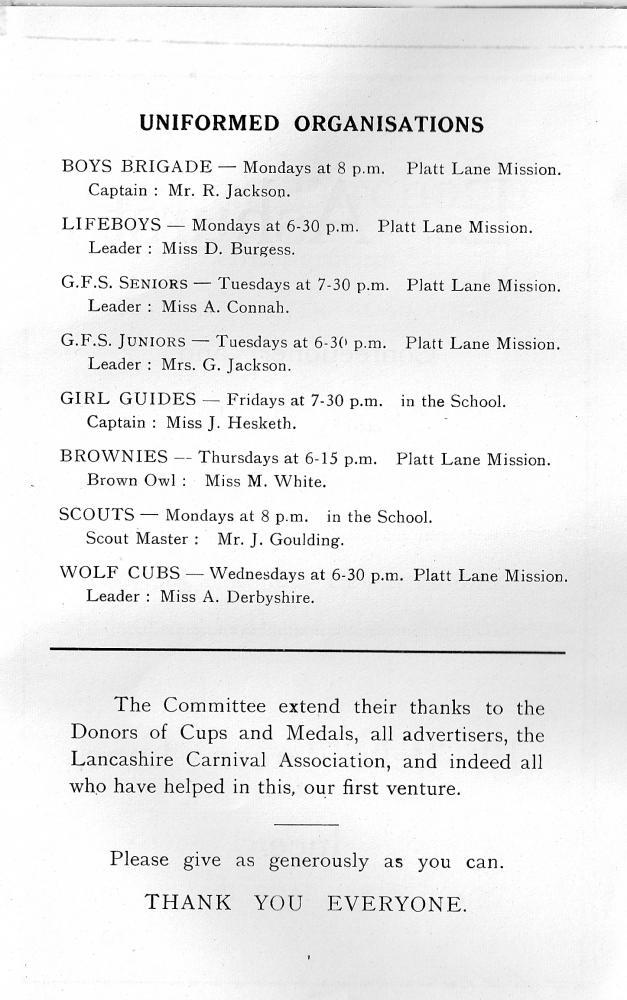 St Catharine's Church Grand Carnival Saturday 21st August 1954 ProgrammeM